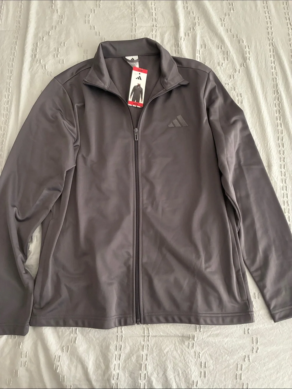 adidas Men’s Full-Zip Performance Jacket in Charcoal Gray